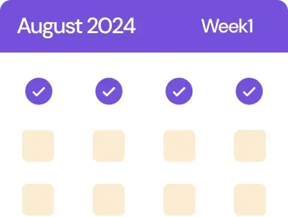 image of calendar with August 2024, week 1 header